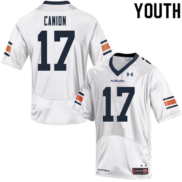 Youth Auburn Tigers #17 Elijah Canion White 2020 College Stitched Football Jersey